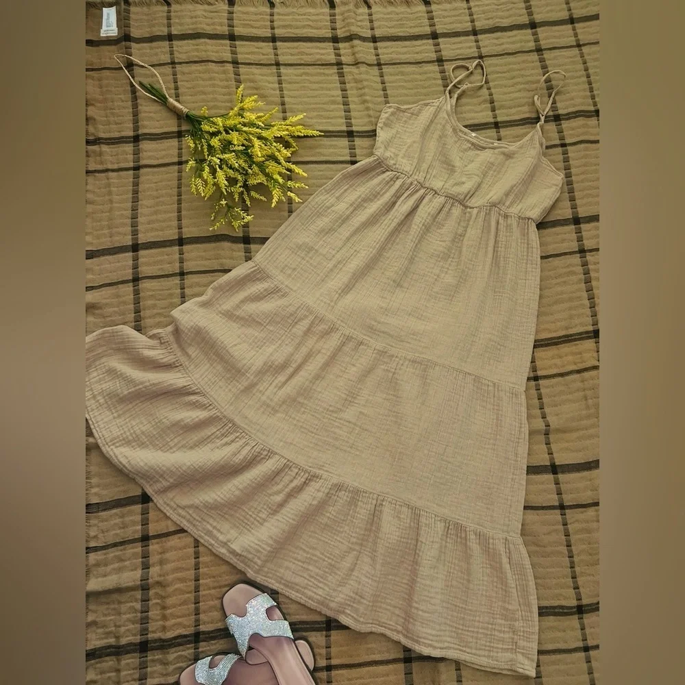 Salty lemon cotton maxi dress size M/L fits